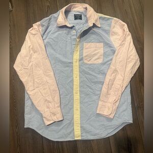 Abercrombie & Fitch XXL Colorblock Oxford Shirt Pink Blue Yellow Mens Casual